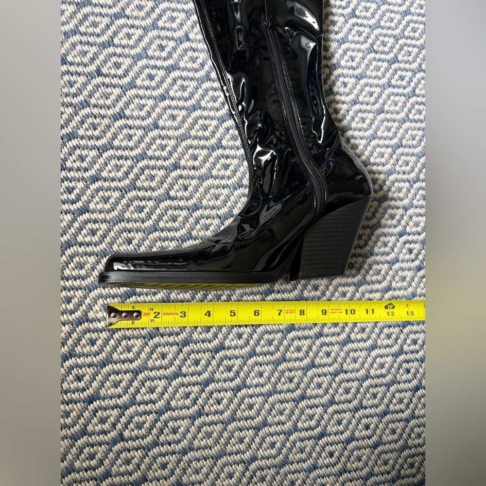 ZARA OVER THE KNEE LATEX WESTERN BOOTS! (Giuseppe Zanotti inspired) - Picture 6 of 13